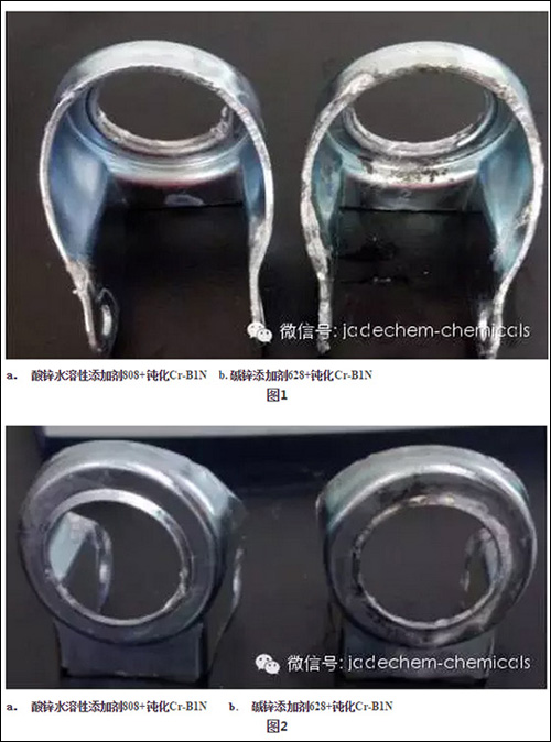 盐雾测试结束后，工件出现白锈面积对比